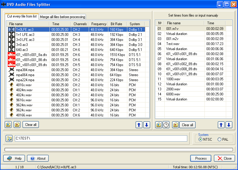 DVD Audio Files Splitter screen shot